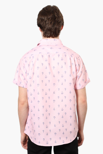 Vroom & Dreesmann Boat Pattern Button Up Casual Shirt - Pink - Mens Casual Shirts - International Clothiers