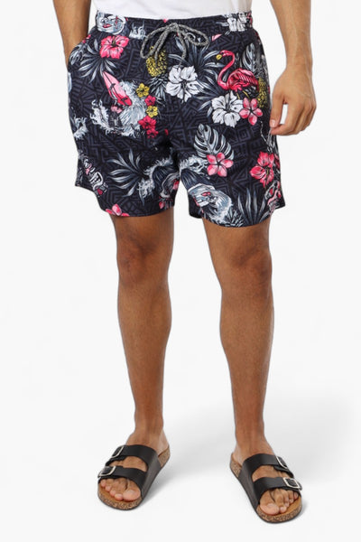 Boardsports Tropical Pattern Tie Waist Shorts - Black - Mens Shorts & Capris - International Clothiers