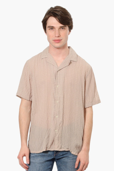Bruno Camp Collar Textured Casual Shirt - Beige - Mens Casual Shirts - International Clothiers