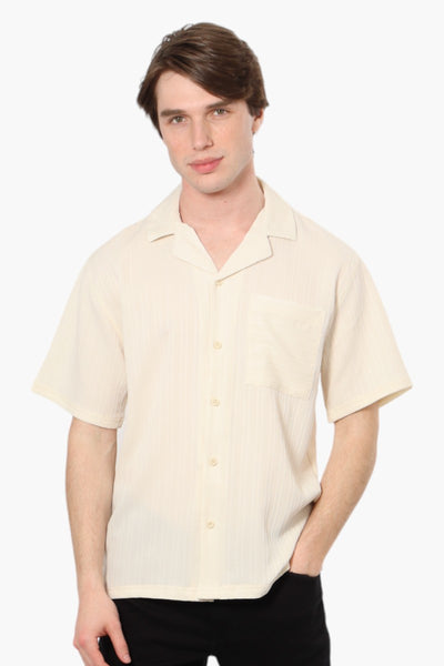 Drill Social Club Camp Collar Textured Casual Shirt - Cream - Mens Casual Shirts - International Clothiers
