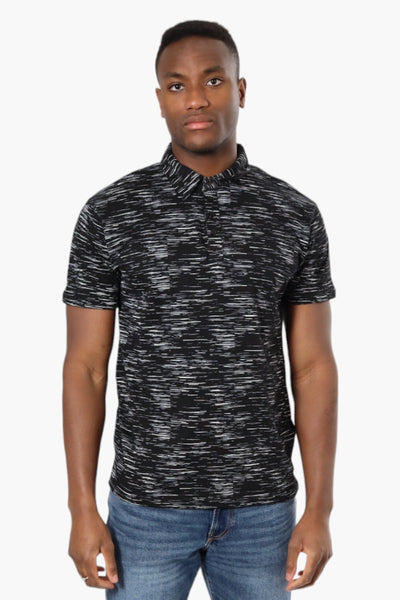 Jay Y. Ko Patterned Button Up Polo Shirt - Black - Mens Polo Shirts - International Clothiers