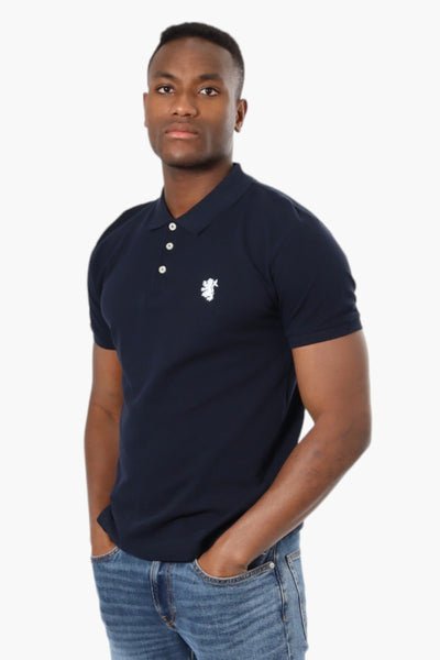 Vroom & Dreesmann Button Up Knit Polo Shirt - Navy - Mens Polo Shirts - International Clothiers