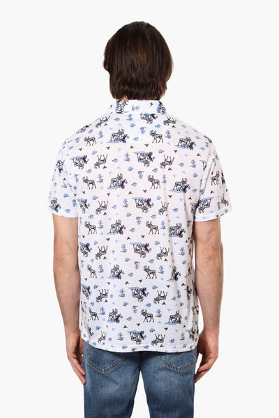 Canada Weather Gear Moose Pattern Polo Shirt - White - Mens Polo Shirts - International Clothiers