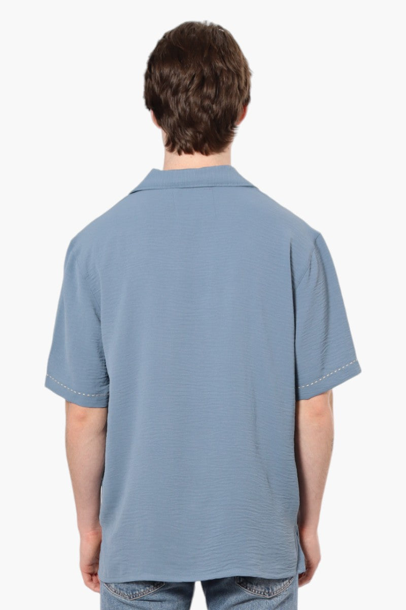 Bruno Camp Collar Button Up Casual Shirt - Blue - Mens Casual Shirts - International Clothiers