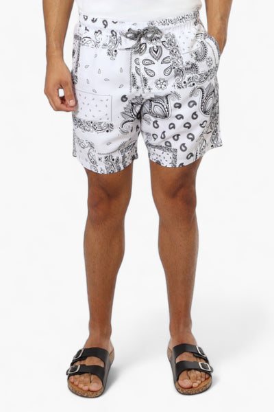Boardsports Palm Patterned Tie Waist Shorts - White - Mens Shorts & Capris - International Clothiers