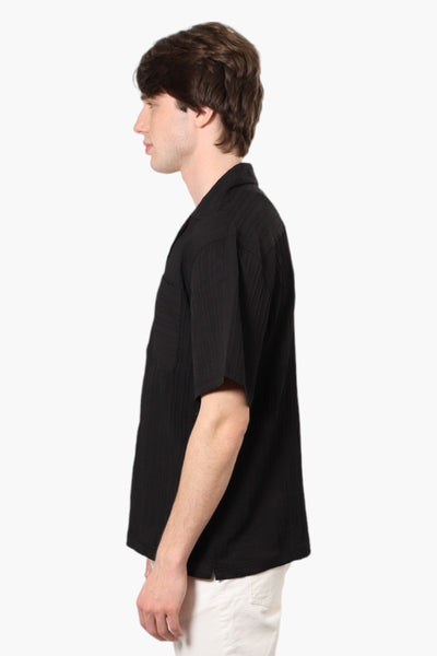 Drill Social Club Camp Collar Textured Casual Shirt - Black - Mens Casual Shirts - International Clothiers