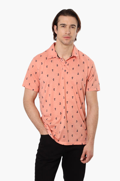 Vroom & Dreesmann Anchor Pattern Polo Shirt - Pink - Mens Polo Shirts - International Clothiers