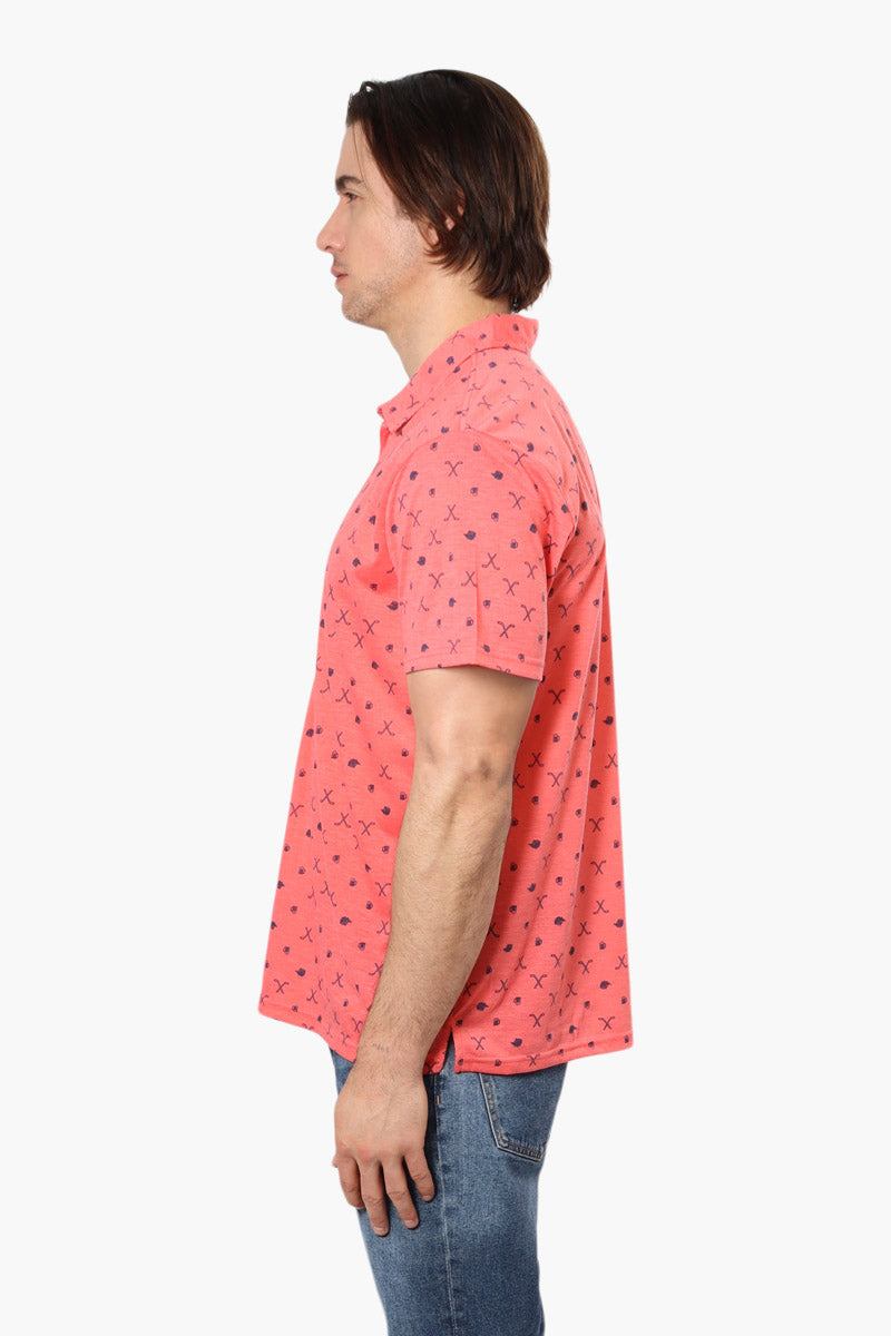 Canada Weather Gear Beer & Golf Pattern Polo Shirt - Pink - Mens Polo Shirts - International Clothiers