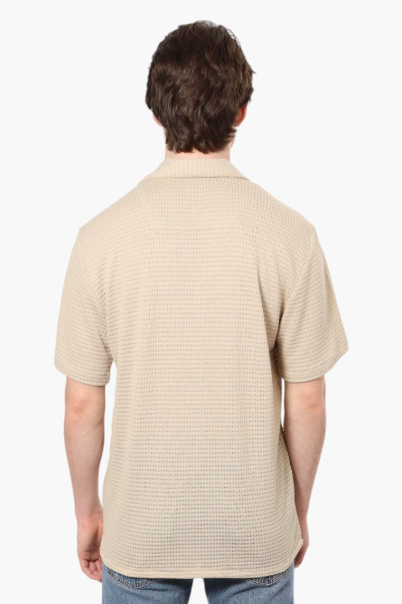 Malibu Camp Collar Textured Casual Shirt - Beige - Mens Casual Shirts - International Clothiers