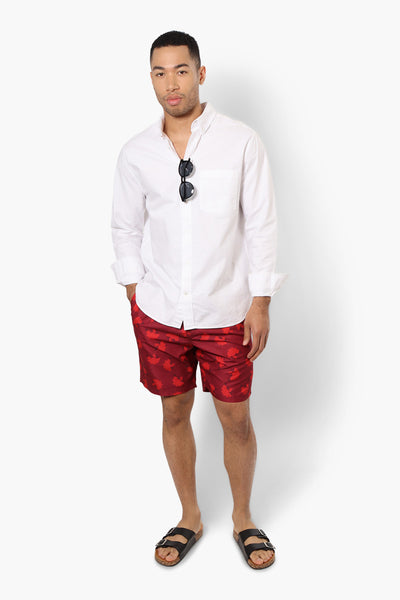 Canada Weather Gear Leaf Pattern Tie Waist Shorts - Red - Mens Shorts & Capris - International Clothiers