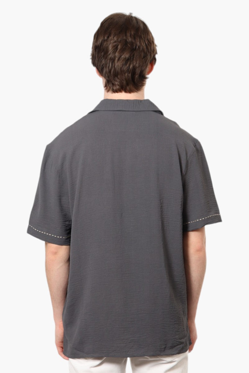 Bruno Camp Collar Button Up Casual Shirt - Grey - Mens Casual Shirts - International Clothiers