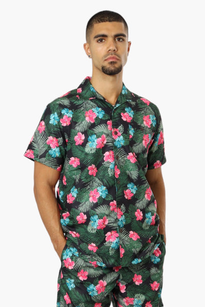 Boardsports Palm Floral Button Up Casual Shirt - Black - Mens Casual Shirts - International Clothiers