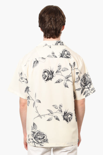 Good Vibes Rose Print 4 Way Stretch Casual Shirt - Cream - Mens Casual Shirts - International Clothiers