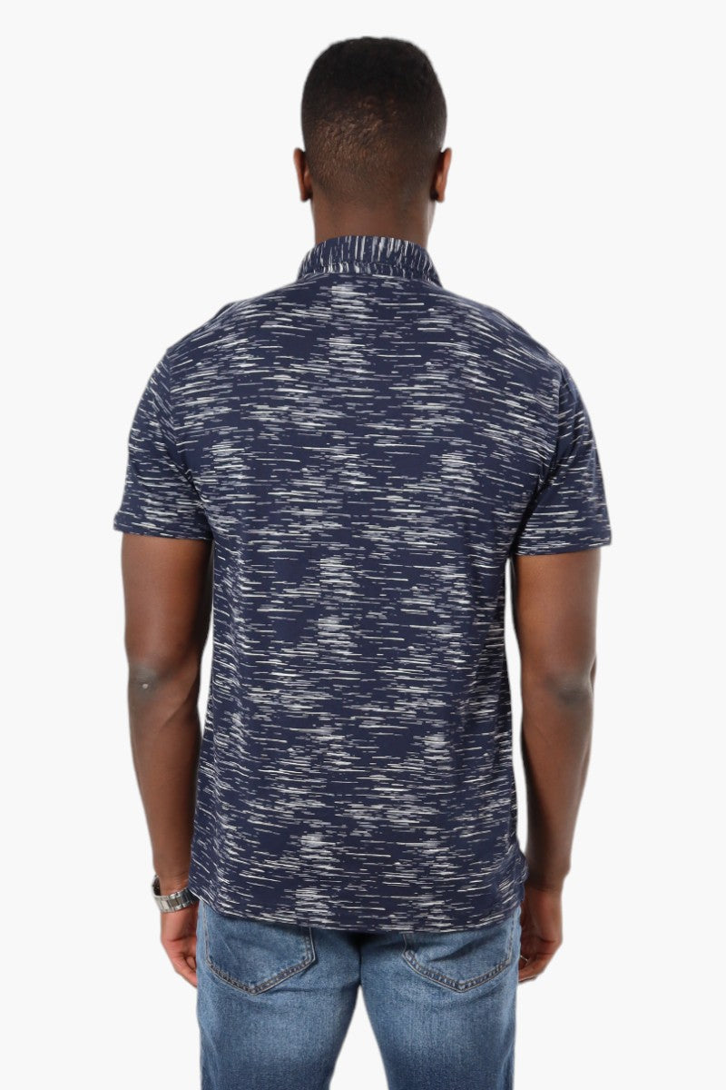Jay Y. Ko Patterned Button Up Polo Shirt - Navy - Mens Polo Shirts - International Clothiers