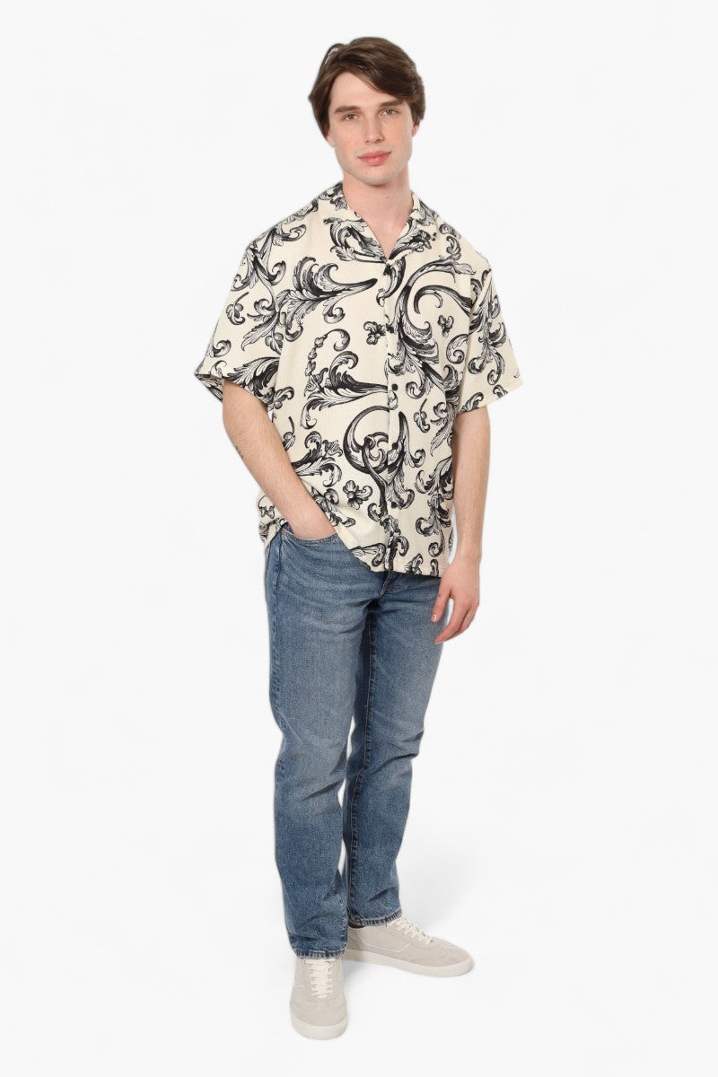 Malibu Patterned Camp Collar Casual Shirt - Cream - Mens Casual Shirts - International Clothiers