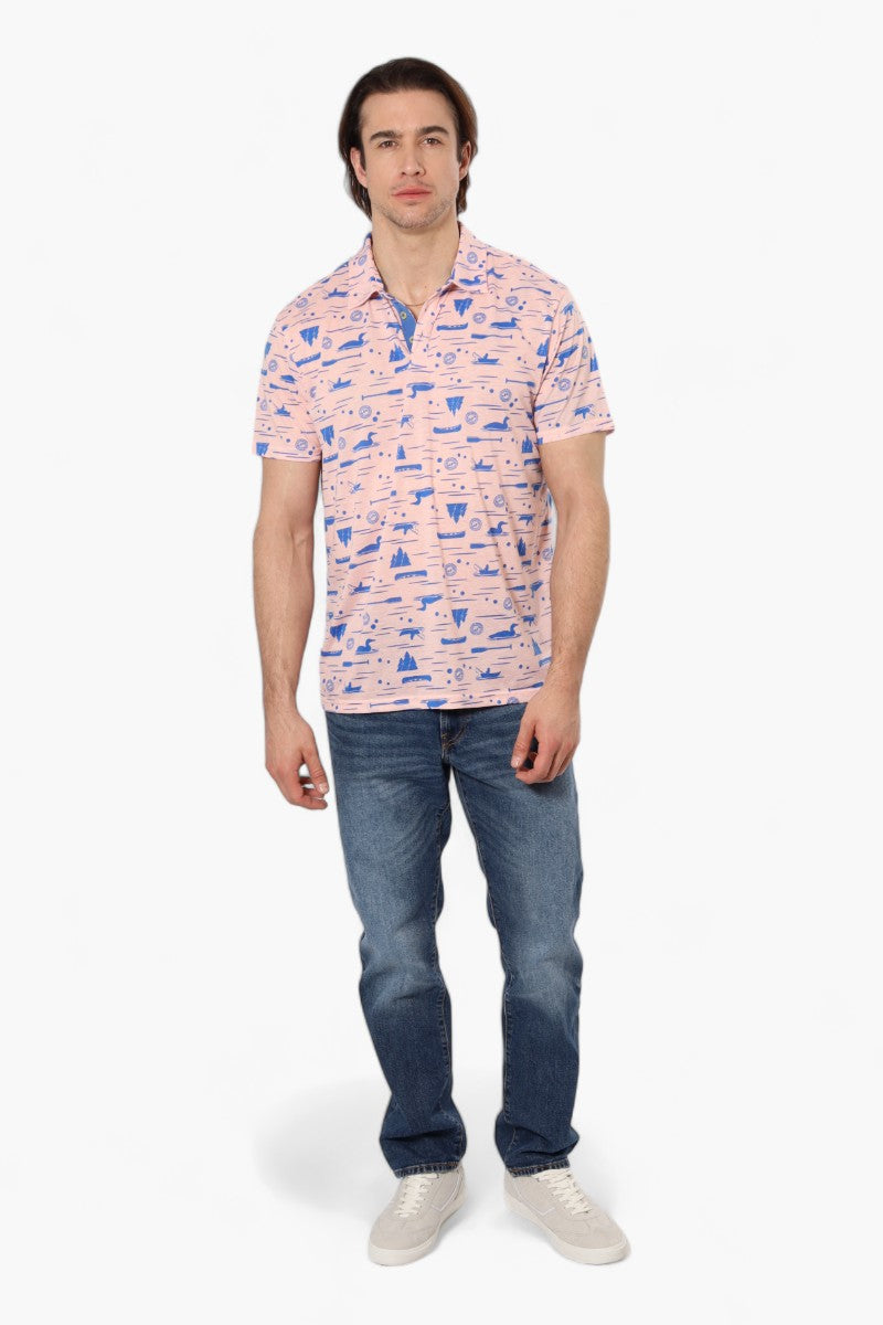 Canada Weather Gear Loon Pattern Polo Shirt - Pink - Mens Polo Shirts - International Clothiers