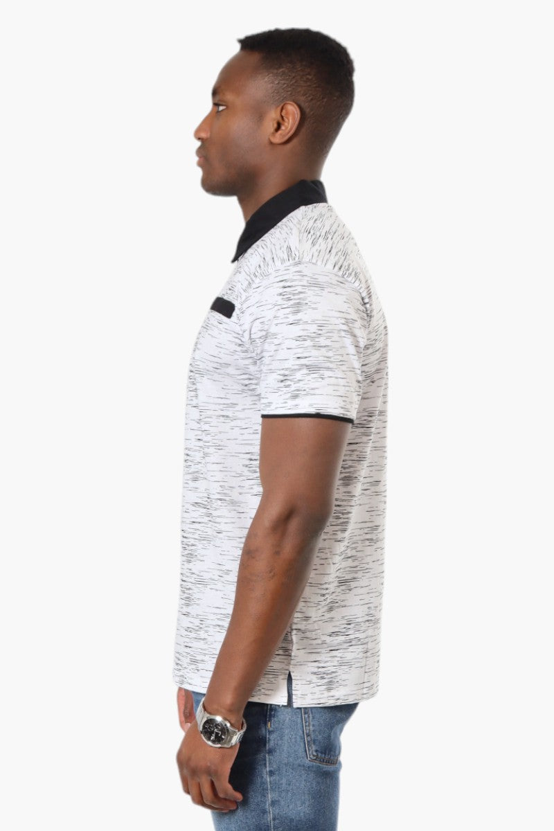 Jay Y. Ko Patterned Front Pocket Polo Shirt - White - Mens Polo Shirts - International Clothiers