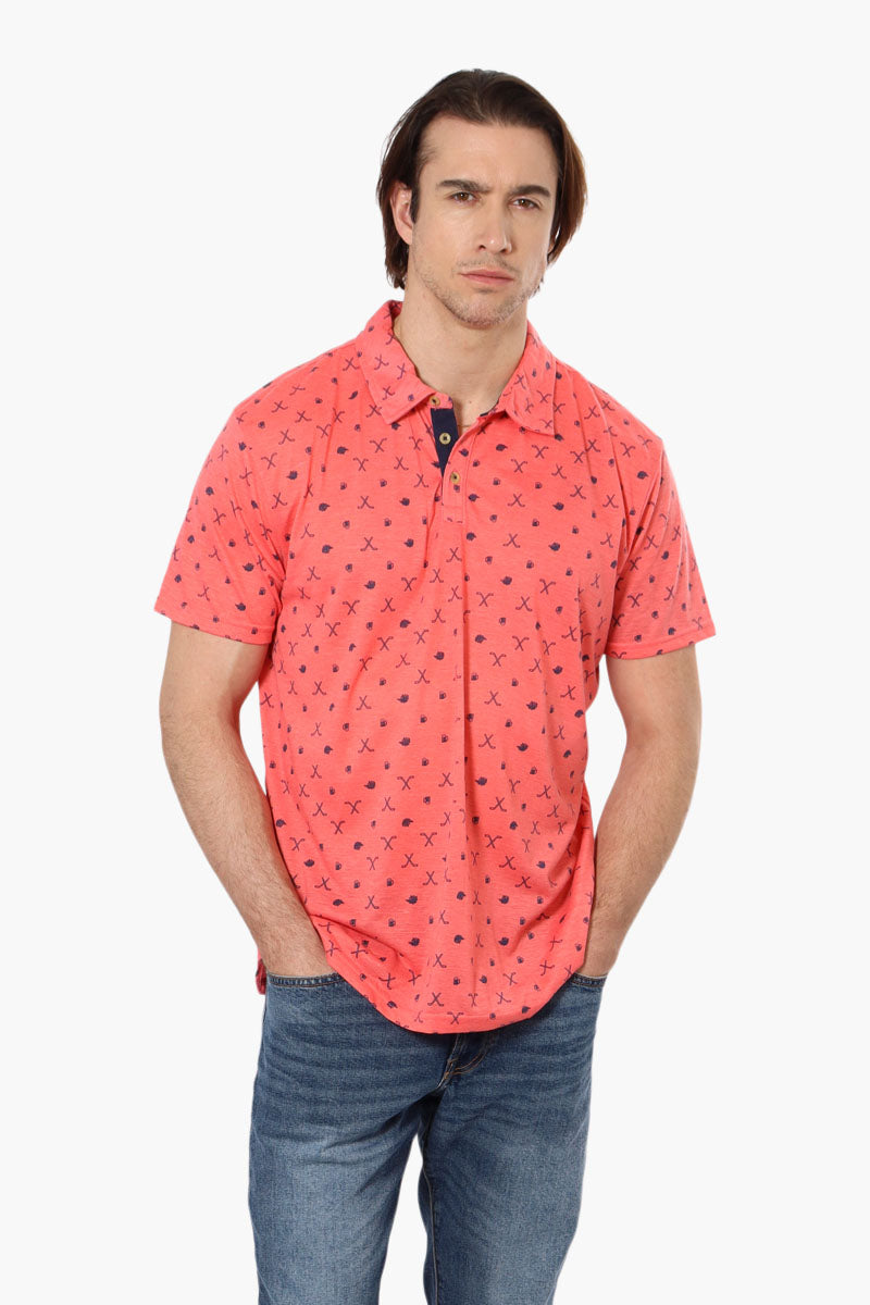 Canada Weather Gear Beer & Golf Pattern Polo Shirt - Pink