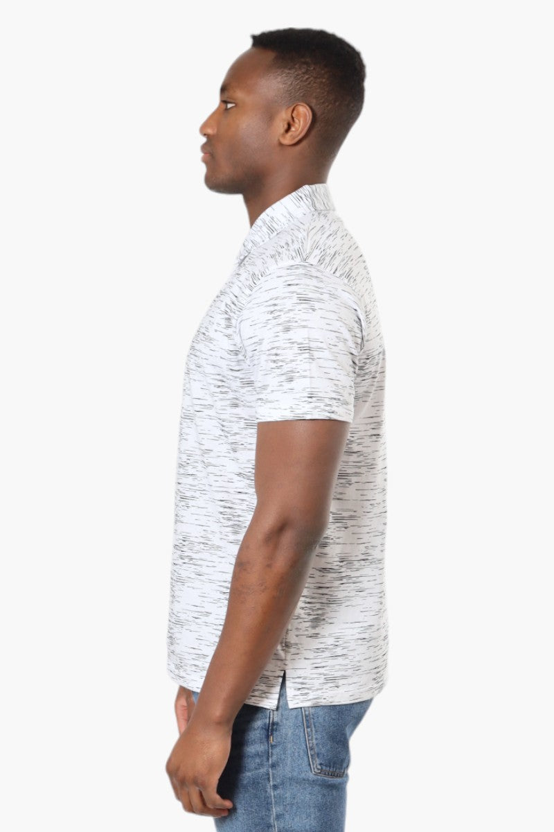 Jay Y. Ko Patterned Button Up Polo Shirt - White - Mens Polo Shirts - International Clothiers