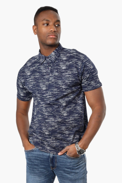 Jay Y. Ko Patterned Button Up Polo Shirt - Navy - Mens Polo Shirts - International Clothiers