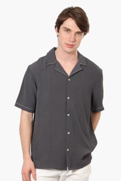 Bruno Camp Collar Button Up Casual Shirt - Grey - Mens Casual Shirts - International Clothiers