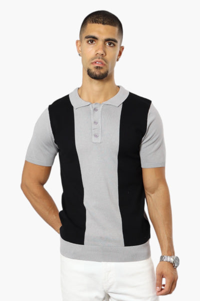 Jay Y. Ko Striped 3 Button Polo Shirt - Grey - Mens Polo Shirts - International Clothiers