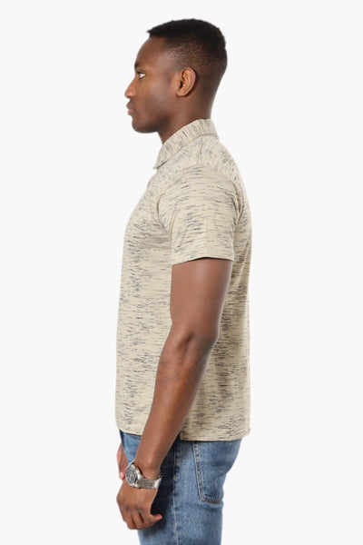 Jay Y. Ko Patterned Button Up Polo Shirt - Beige - Mens Polo Shirts - International Clothiers