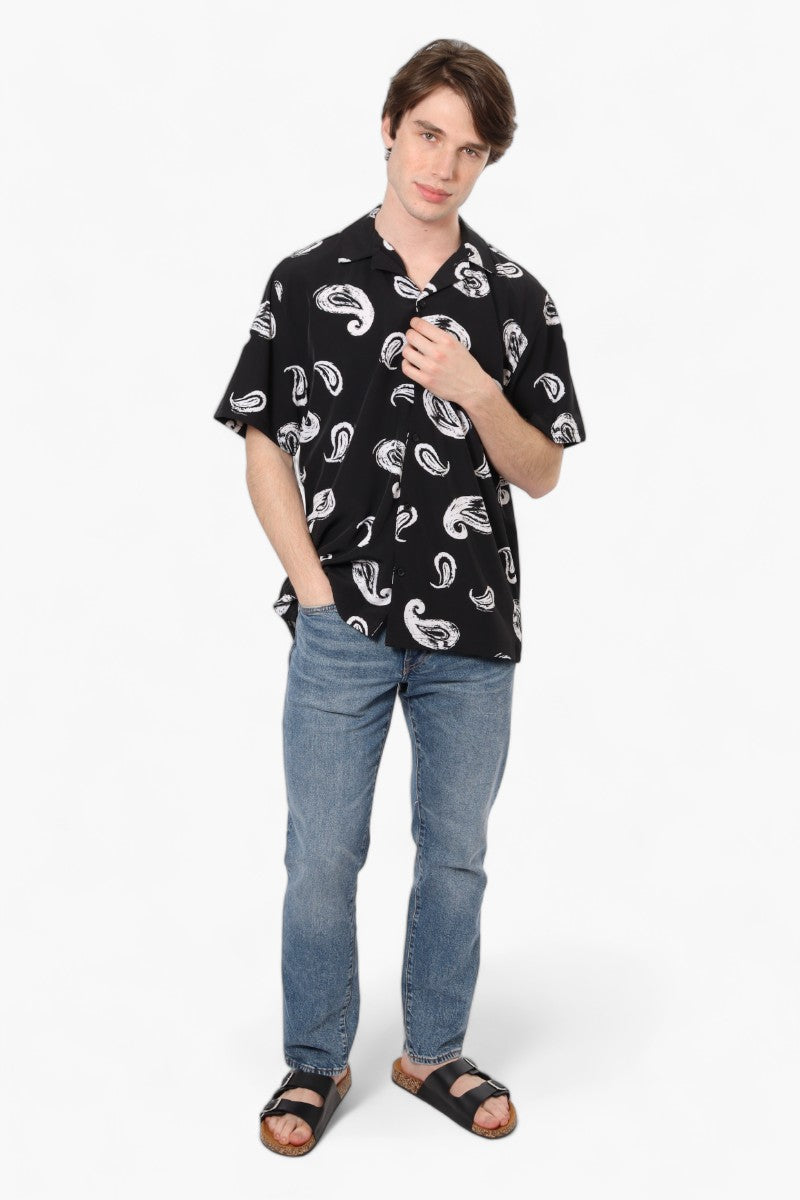 Good Vibes Patterned 4 Way Stretch Casual Shirt - Black - Mens Casual Shirts - International Clothiers