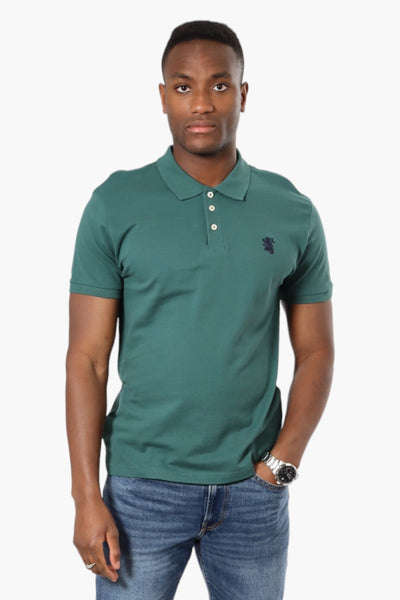 Vroom & Dreesmann Button Up Knit Polo Shirt - Green - Mens Polo Shirts - International Clothiers