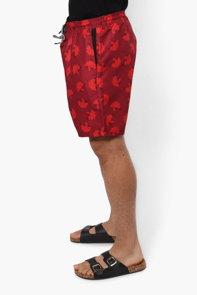 Canada Weather Gear Leaf Pattern Tie Waist Shorts - Red - Mens Shorts & Capris - International Clothiers