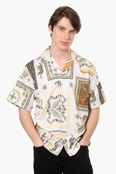 Baroque Gold Patterned 4-Way-Stretch Casual Shirt - White - Mens Casual Shirts - International Clothiers