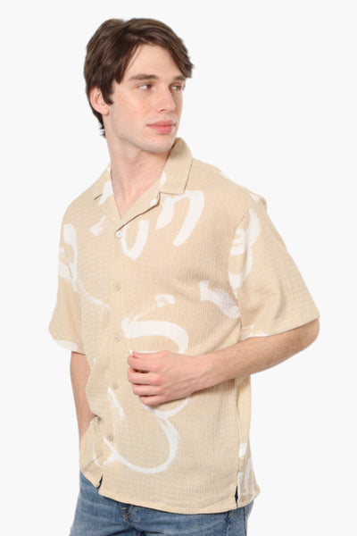 Drill Social Club Patterned Textured Casual Shirt - Cream - Mens Casual Shirts - International Clothiers