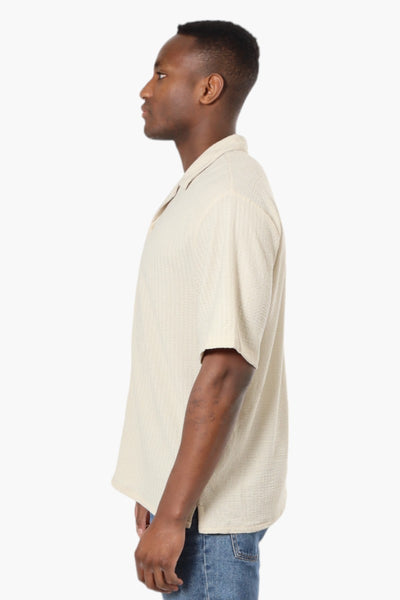 Drill Social Club Camp Collar Textured Casual Shirt - Cream - Mens Casual Shirts - International Clothiers