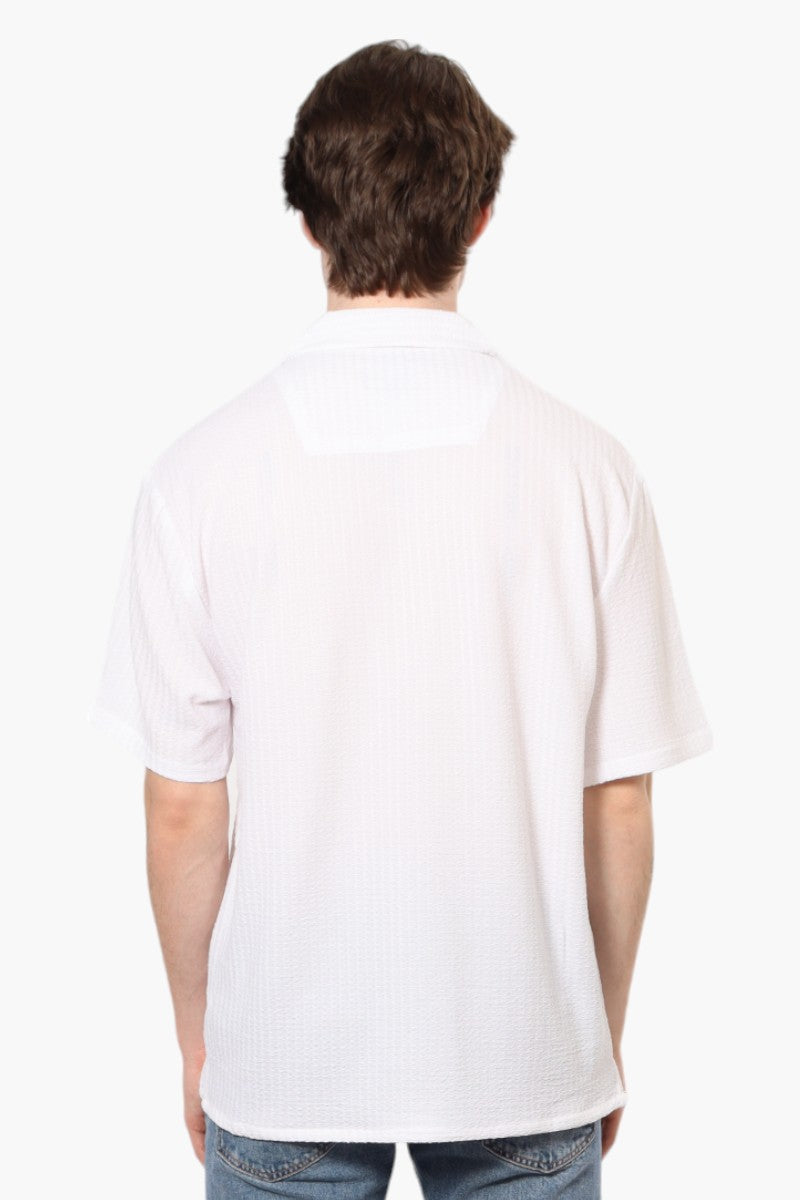 Drill Social Club Camp Collar Textured Casual Shirt - White - Mens Casual Shirts - International Clothiers