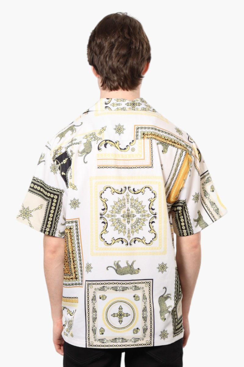 Baroque Gold Patterned 4 Way Stretch Casual Shirt - White - Mens Casual Shirts - International Clothiers