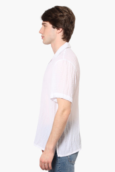 Bruno Camp Collar Textured Casual Shirt - White - Mens Casual Shirts - International Clothiers
