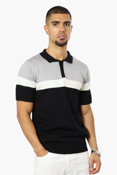 Jay Y. Ko Colour Block Zip Up Polo Shirt - Grey - Mens Polo Shirts - International Clothiers