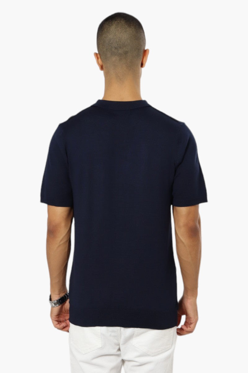 Jay Y. Ko Striped Zip Up Polo Shirt - Navy - Mens Polo Shirts - International Clothiers