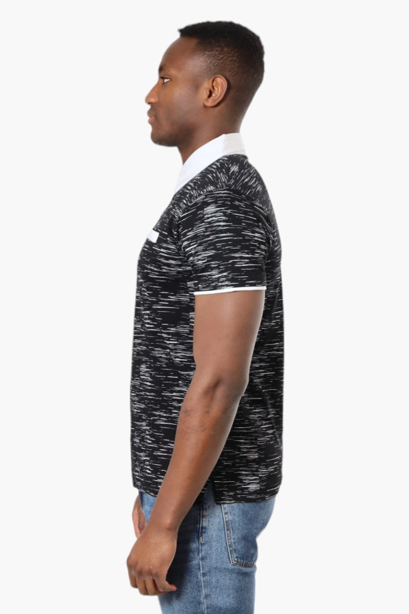 Jay Y. Ko Patterned Front Pocket Polo Shirt - Black - Mens Polo Shirts - International Clothiers