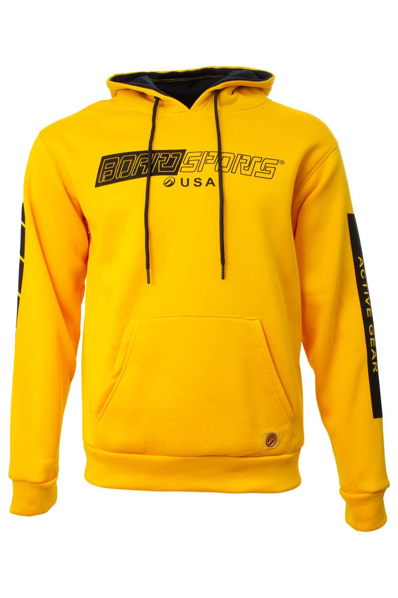 Board Sports Solid Side Arm Print Hoodie - Yellow - Mens Hoodies & Sweatshirts - International Clothiers