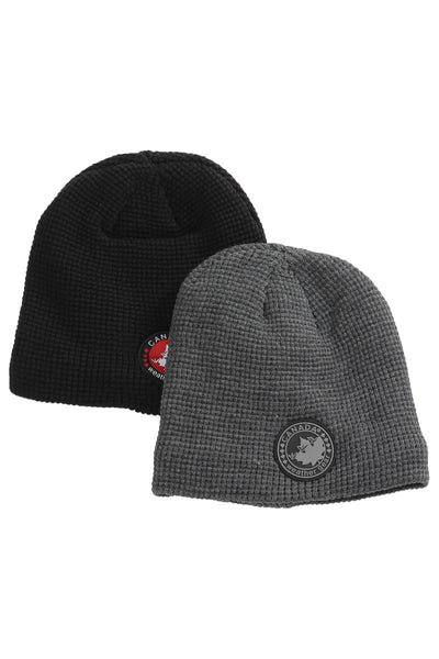 Canada Weather Gear 2 Pack Waffle Beanie Hat - Grey - Mens Hats - International Clothiers