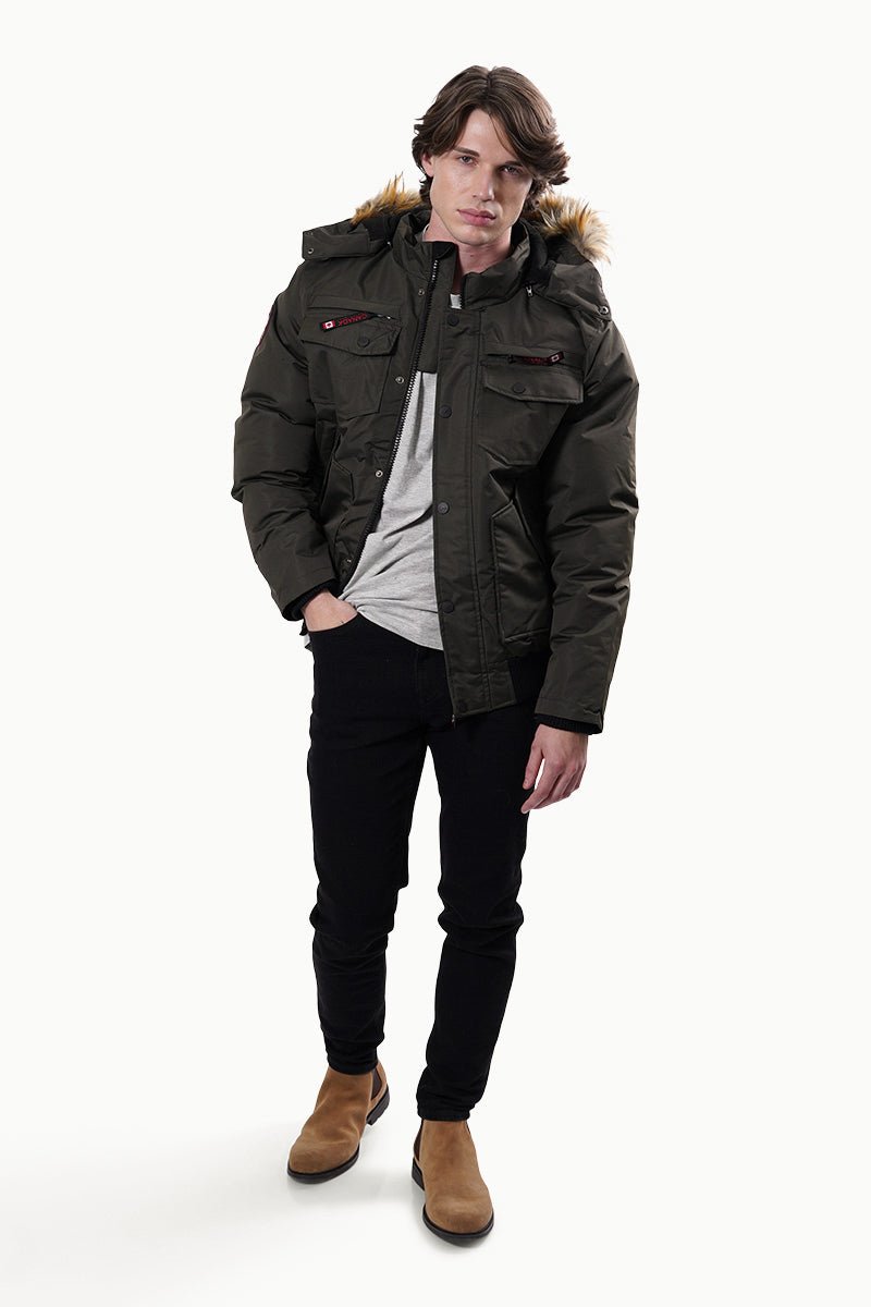 Canada Weather Gear Flap Pocket Bomber Jacket - Olive - Mens Bomber Jackets - International Clothiers
