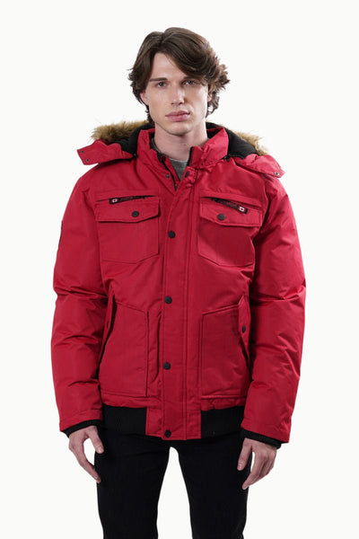 Canada Weather Gear Flap Pocket Bomber Jacket - Red - Mens Bomber Jackets - International Clothiers
