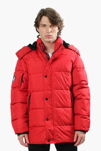 Canada Weather Gear Hooded Puffer Parka Jacket - Red - Mens Parka Jackets - International Clothiers