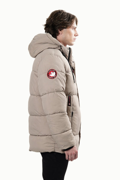 Canada Weather Gear Oversized Pocket Puffer Bomber Jacket - Beige - Mens Bomber Jackets - International Clothiers
