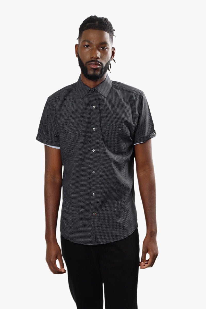 Canada Weather Gear Patterned Short Sleeve Casual Shirt - Black - Mens Casual Shirts - International Clothiers