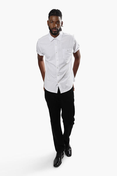 Canada Weather Gear Patterned Short Sleeve Casual Shirt - White - Mens Casual Shirts - International Clothiers