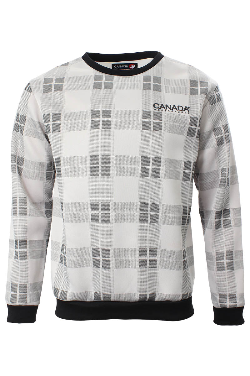 Canada Weather Gear Plaid Crew Neck Sweatshirt - Grey - Mens Hoodies & Sweatshirts - International Clothiers