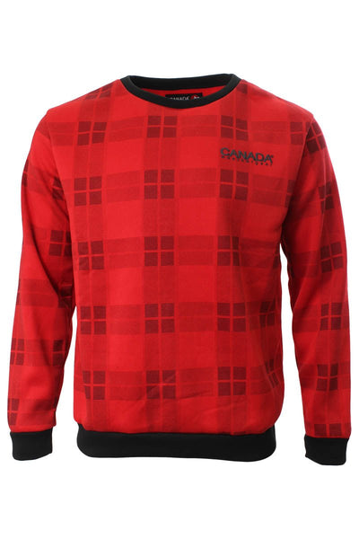 Canada Weather Gear Plaid Crew Neck Sweatshirt - Red - Mens Hoodies & Sweatshirts - International Clothiers