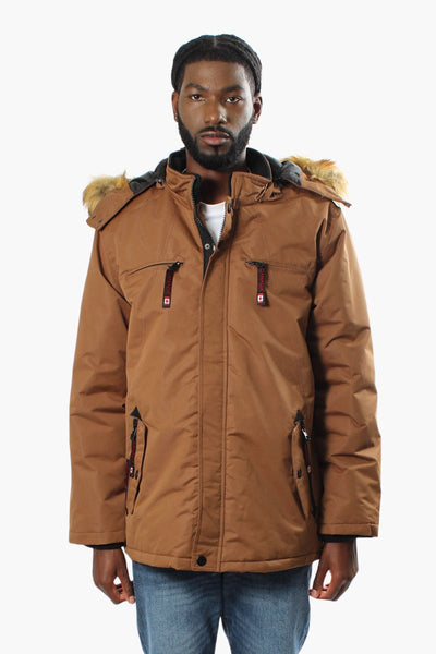 Canada Weather Gear Solid Hooded Parka Jacket - Brown - Mens Parka Jackets - International Clothiers